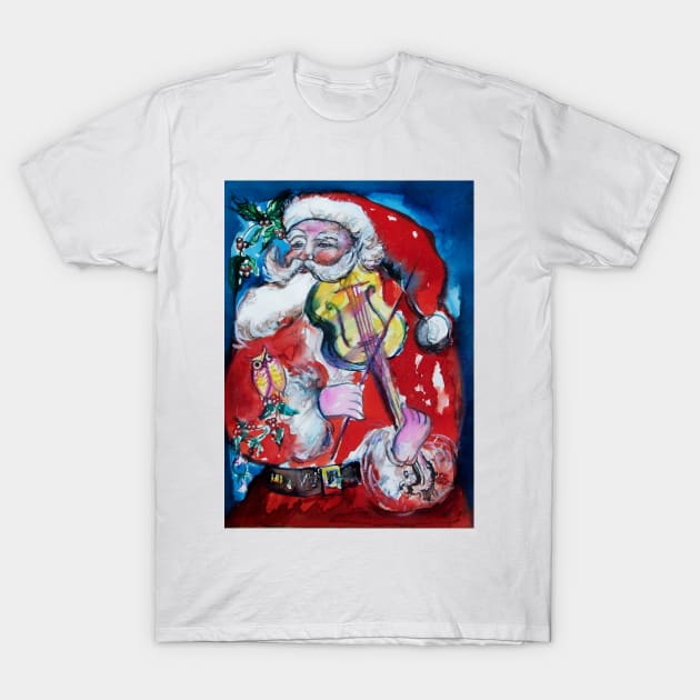 SANTA CLAUS VIOLIN PLAYER /  MUSICAL CHRISTMAS PARTY T-Shirt by BulganLumini